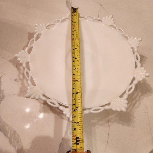 Westmoreland Cake Plate White Milk Glass Marked Lacy Edge Footed Pedestal VTG - Picture 6 of 7